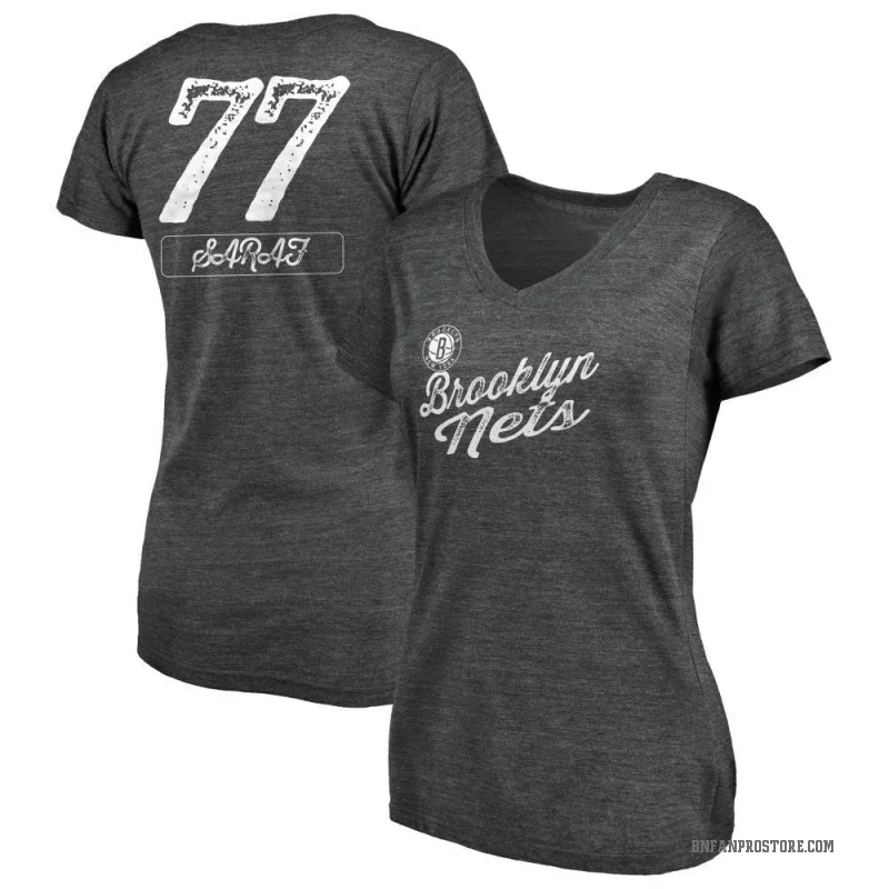 Ben Saraf Women's Black Brooklyn Nets Sideline V-Neck T-Shirt