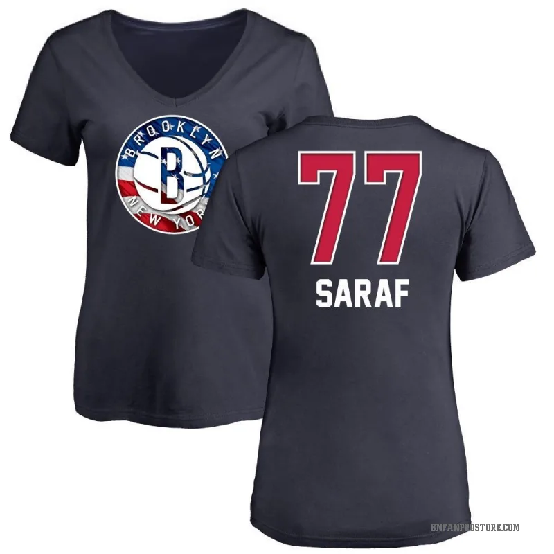 Ben Saraf Women's Navy Brooklyn Nets Name and Number Banner Wave V-Neck T-Shirt