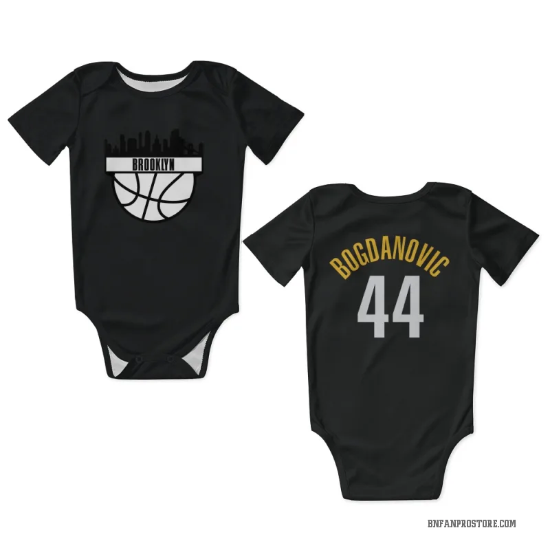 Bojan Bogdanovic  Yellow Brooklyn Nets   Black  Newborn & Infant Bodysuit