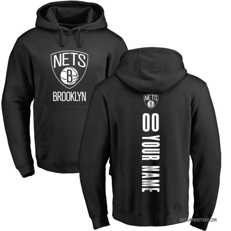 Custom Men's Black Brooklyn Nets Branded Backer Pullover Hoodie
