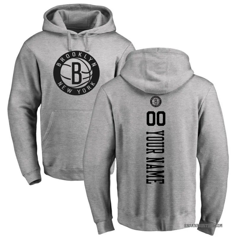 Custom Youth Gray Brooklyn Nets Branded Heathered One Color Backer Pullover Hoodie