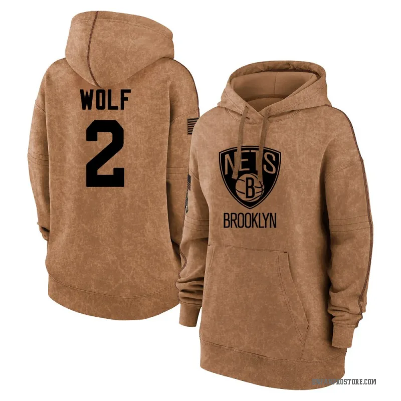 Danny Wolf Women's Brown Brooklyn Nets 2023 Salute to Service Pullover Hoodie