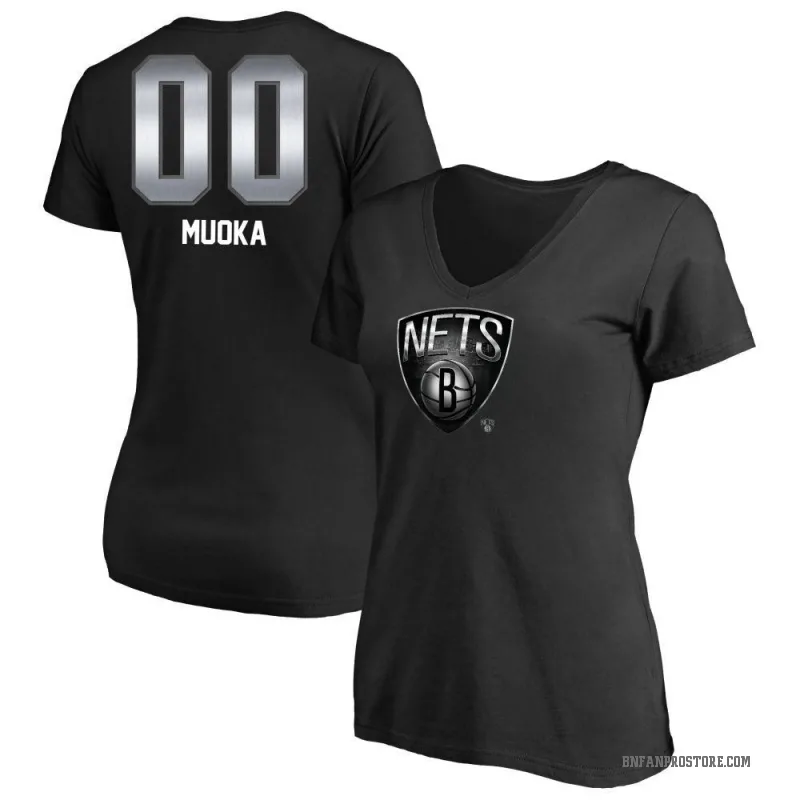 David Muoka Women's Black Brooklyn Nets Midnight Mascot T-Shirt
