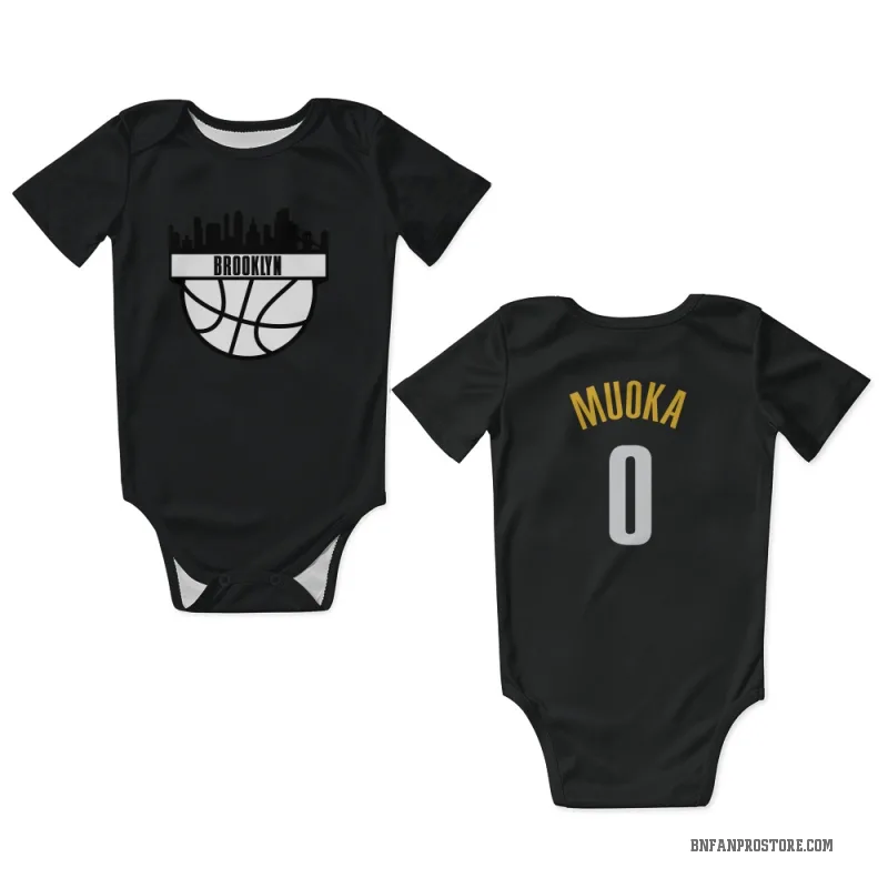 David Muoka  Yellow Brooklyn Nets   Black  Newborn & Infant Bodysuit
