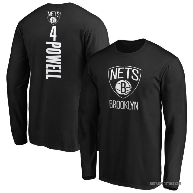 Drake Powell Men's Black Brooklyn Nets Backer Long Sleeve T-Shirt