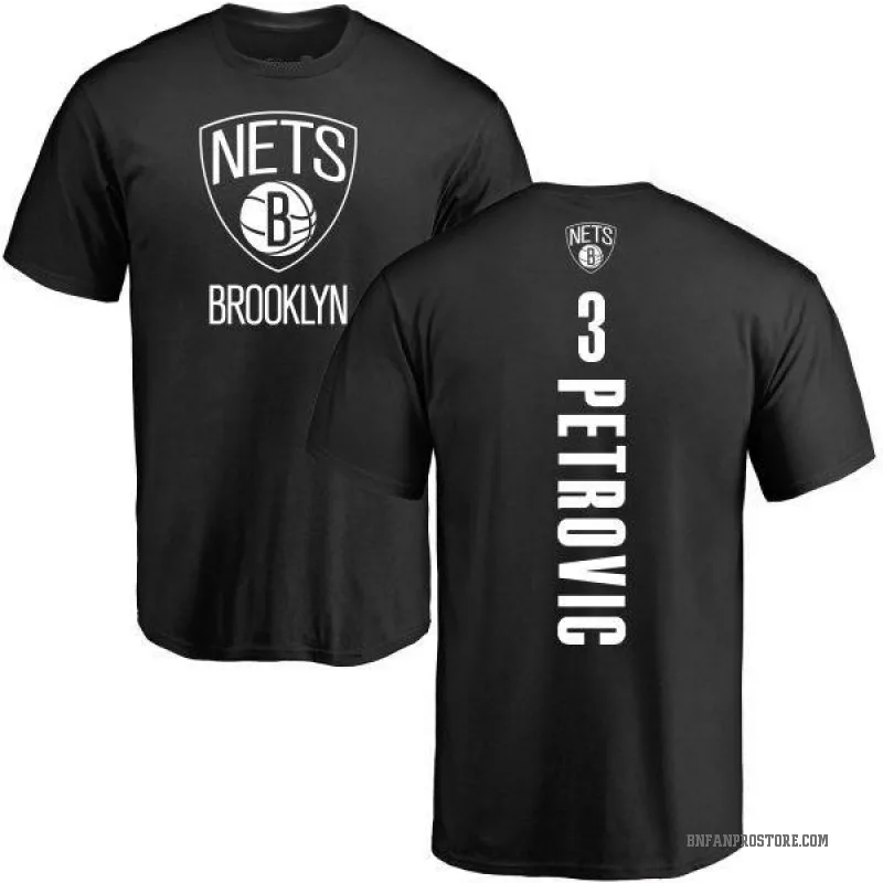 refrigerator Raincoat forecast Drazen Petrovic Men's Black Brooklyn Nets Backer T-Shirt - Nets Store