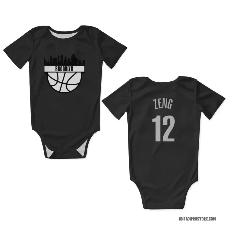 Fanbo Zeng  Black Brooklyn Nets  Newborn & Infant Bodysuit