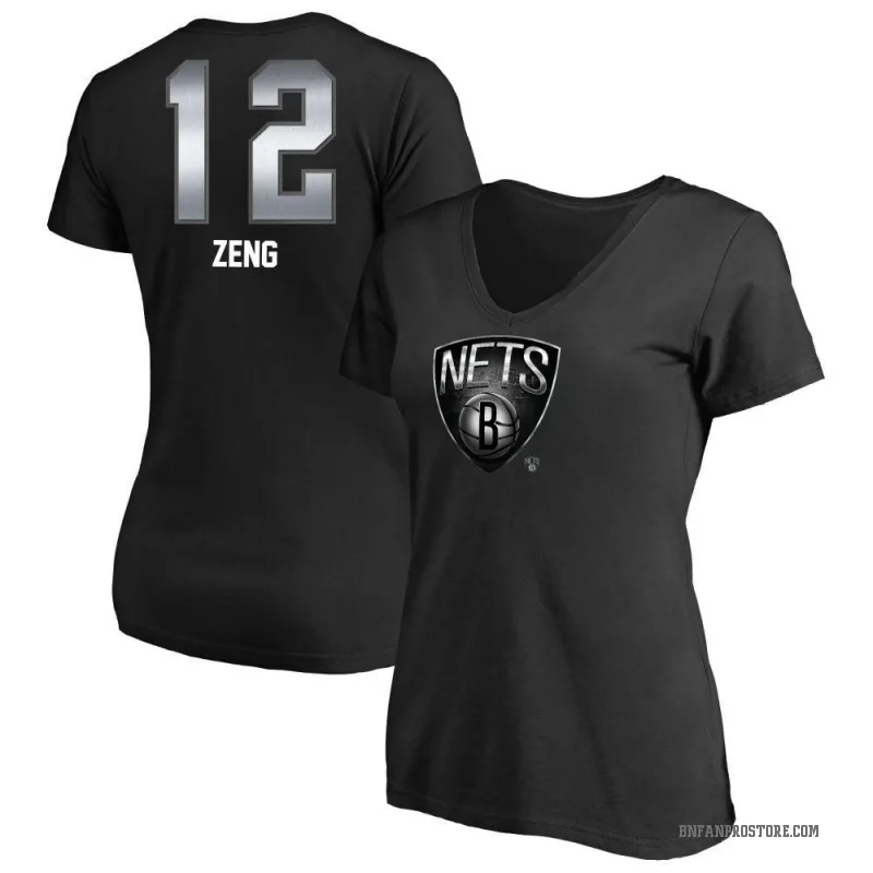Fanbo Zeng Women's Black Brooklyn Nets Midnight Mascot T-Shirt