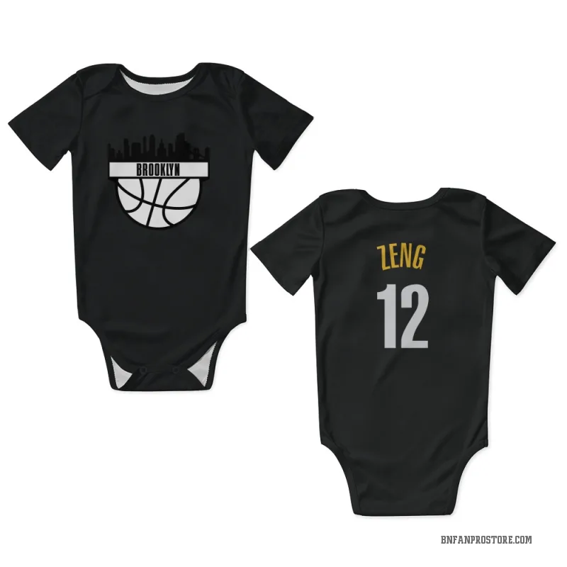 Fanbo Zeng  Yellow Brooklyn Nets   Black  Newborn & Infant Bodysuit