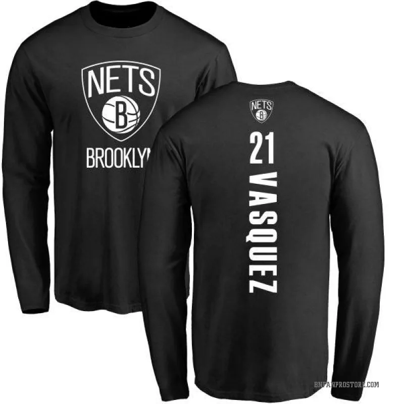 Greivis Vasquez Men's Black Brooklyn Nets Backer Long Sleeve T-Shirt