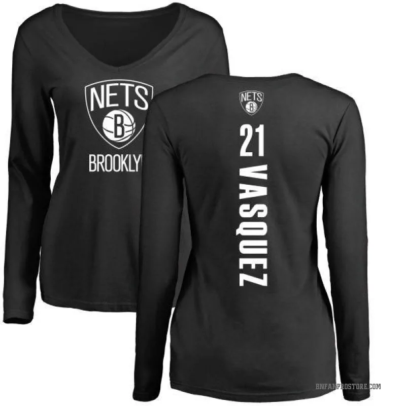 Greivis Vasquez Women's Black Brooklyn Nets Backer Long Sleeve T-Shirt