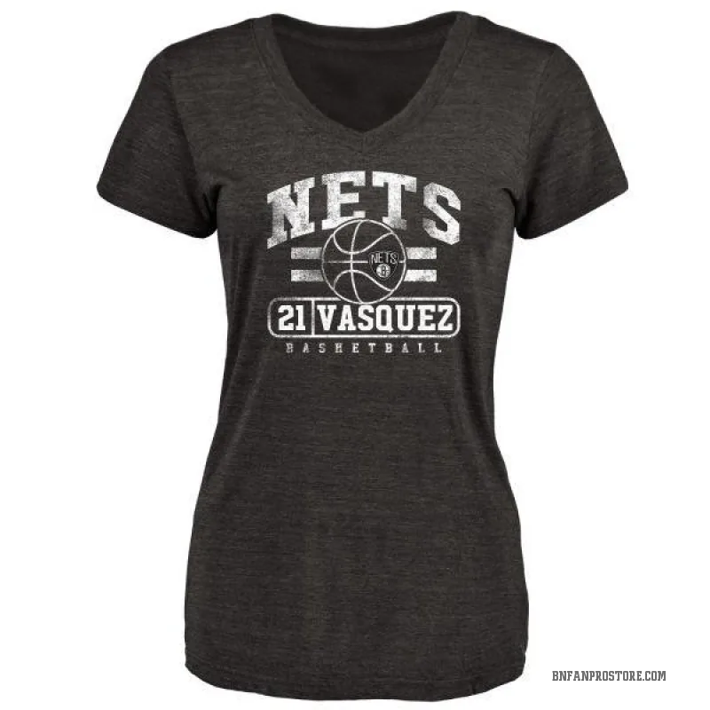 Greivis Vasquez Women's Black Brooklyn Nets Baseline T-Shirt