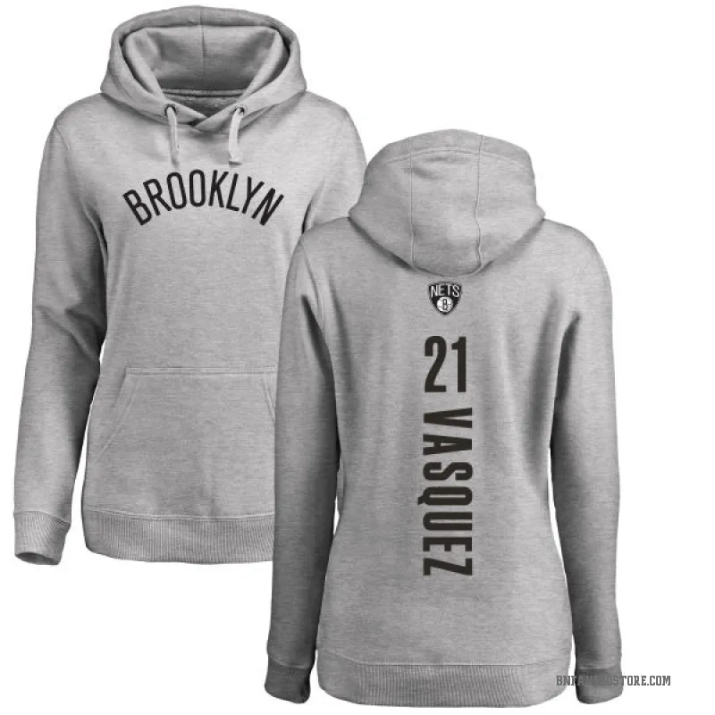 Greivis Vasquez Women's Brooklyn Nets Branded Ash Backer Pullover Hoodie
