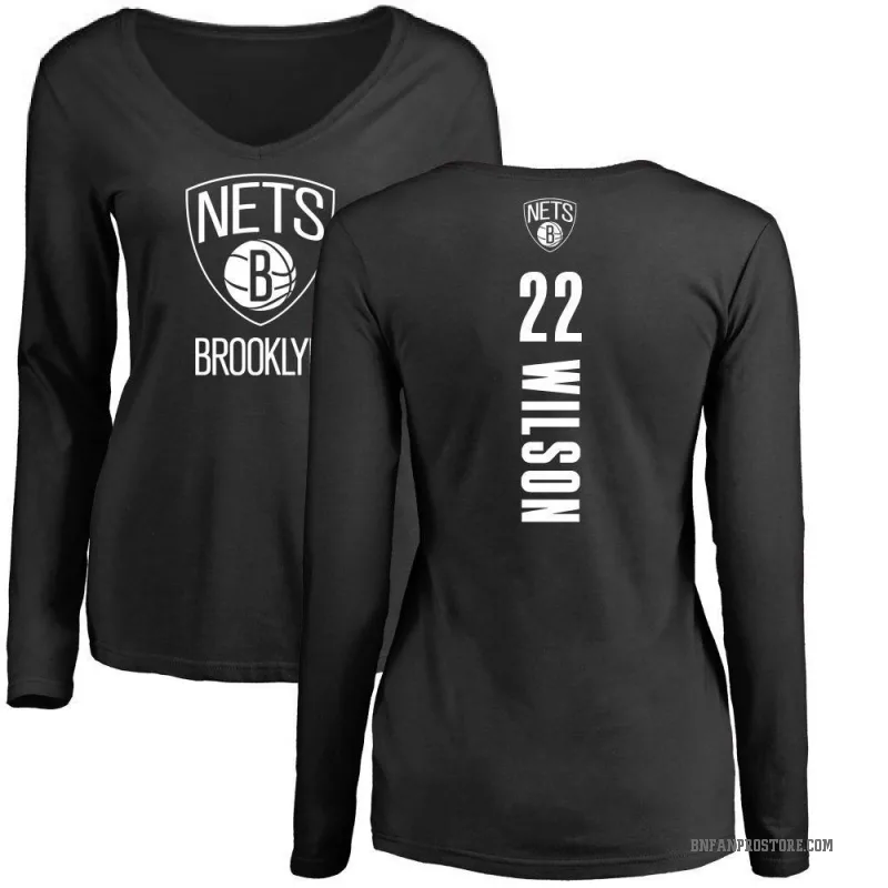Jalen Wilson Women's Black Brooklyn Nets Backer Long Sleeve T-Shirt