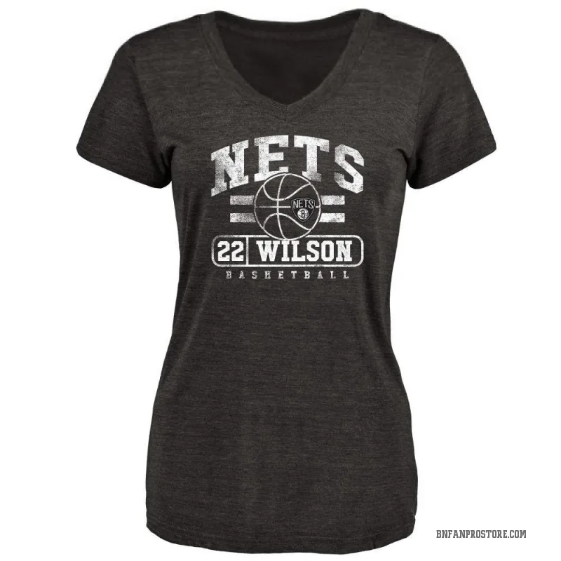 Jalen Wilson Women's Black Brooklyn Nets Baseline T-Shirt