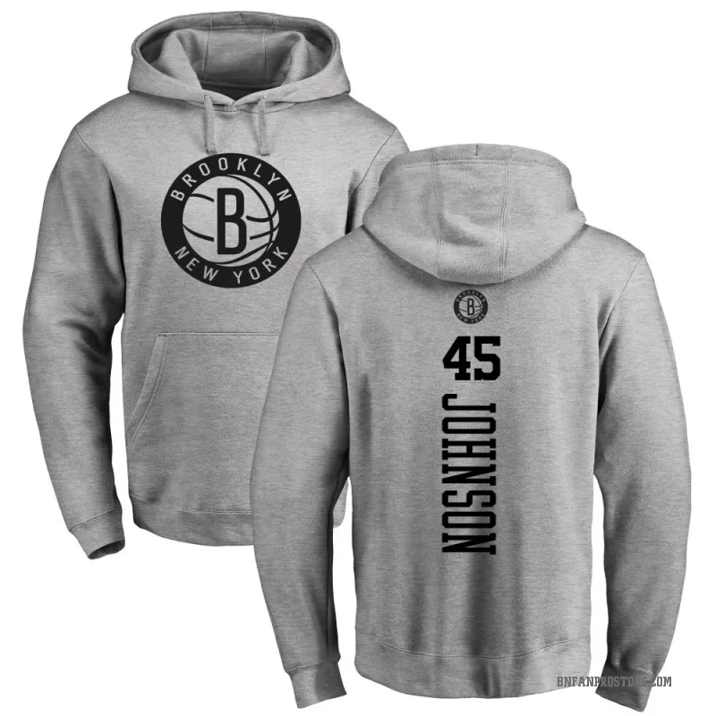 Keon Johnson Men's Gray Brooklyn Nets Branded Heathered One Color Backer Pullover Hoodie