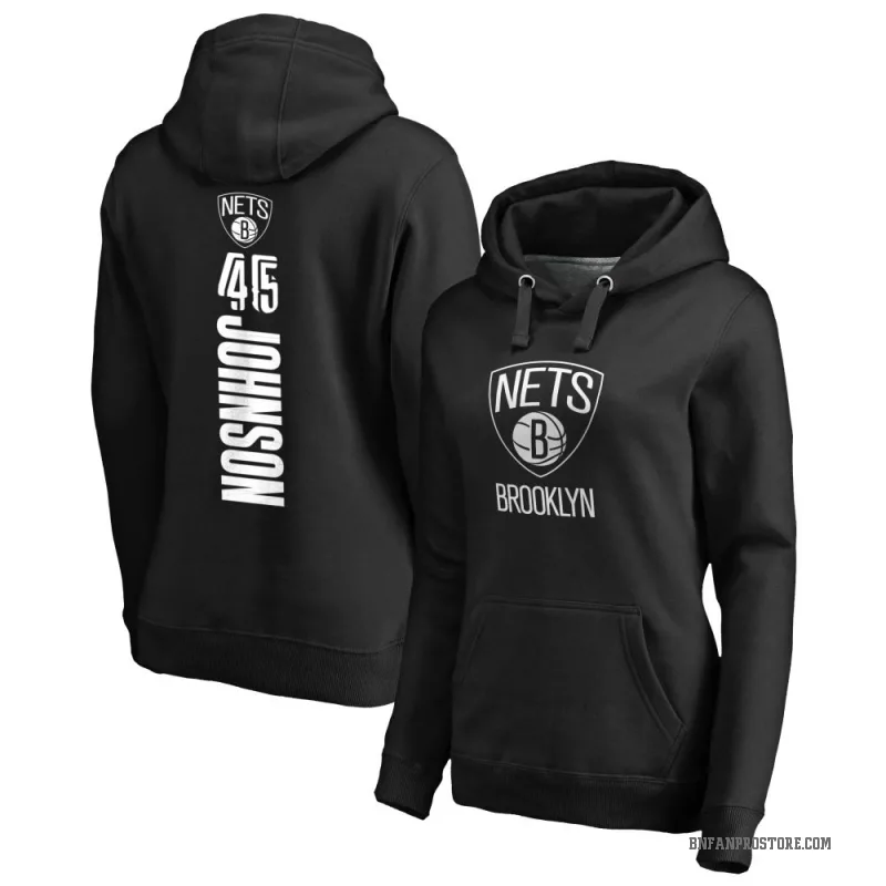 Keon Johnson Women's Black Brooklyn Nets Branded Backer Pullover Hoodie