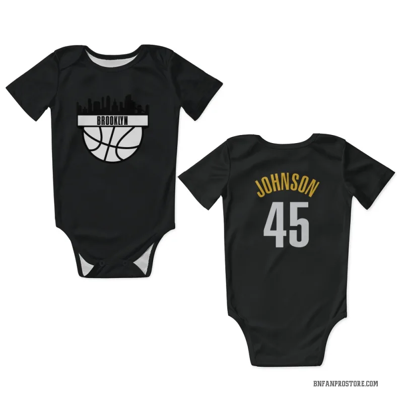 Keon Johnson  Yellow Brooklyn Nets   Black  Newborn & Infant Bodysuit