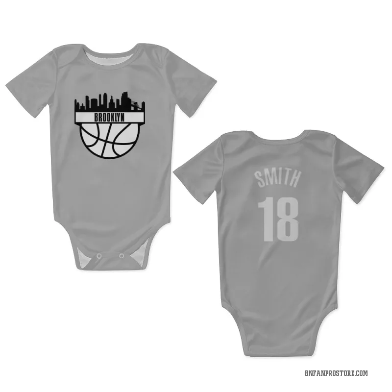 Malachi Smith  Gray Brooklyn Nets  Newborn & Infant Bodysuit