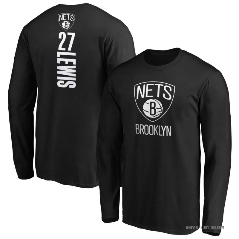Maxwell Lewis Men's Black Brooklyn Nets Backer Long Sleeve T-Shirt