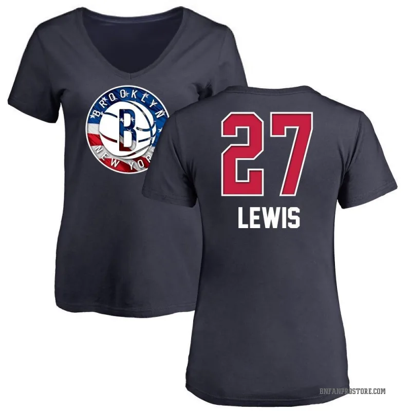 Maxwell Lewis Women's Navy Brooklyn Nets Name and Number Banner Wave V-Neck T-Shirt