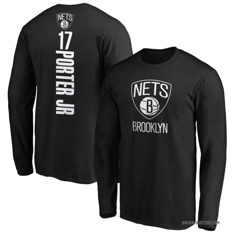 Michael Porter Jr. Men's Black Brooklyn Nets Backer Long Sleeve T-Shirt
