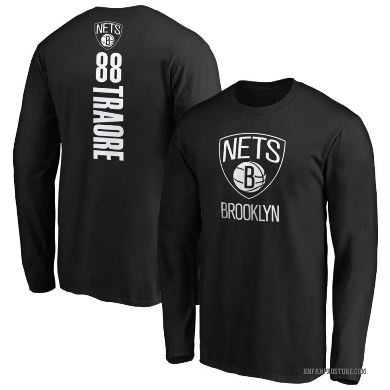 Nolan Traore Men's Black Brooklyn Nets Backer Long Sleeve T-Shirt