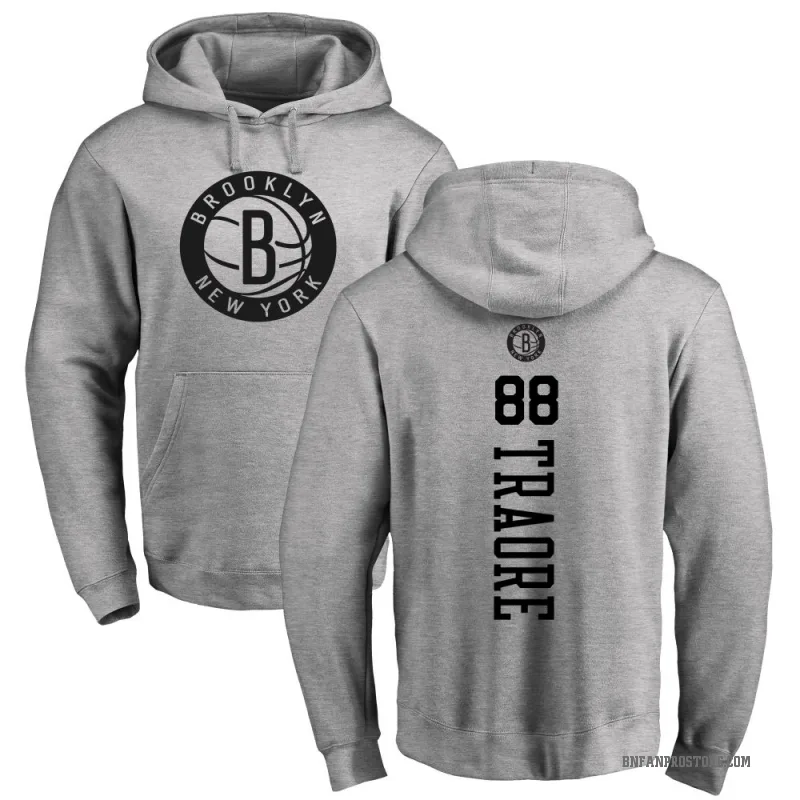 Nolan Traore Men's Gray Brooklyn Nets Branded Heathered One Color Backer Pullover Hoodie