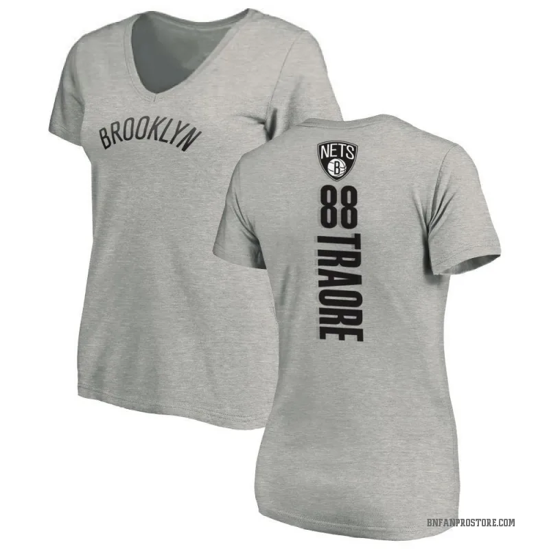 Nolan Traore Women's Brooklyn Nets Ash Backer T-Shirt