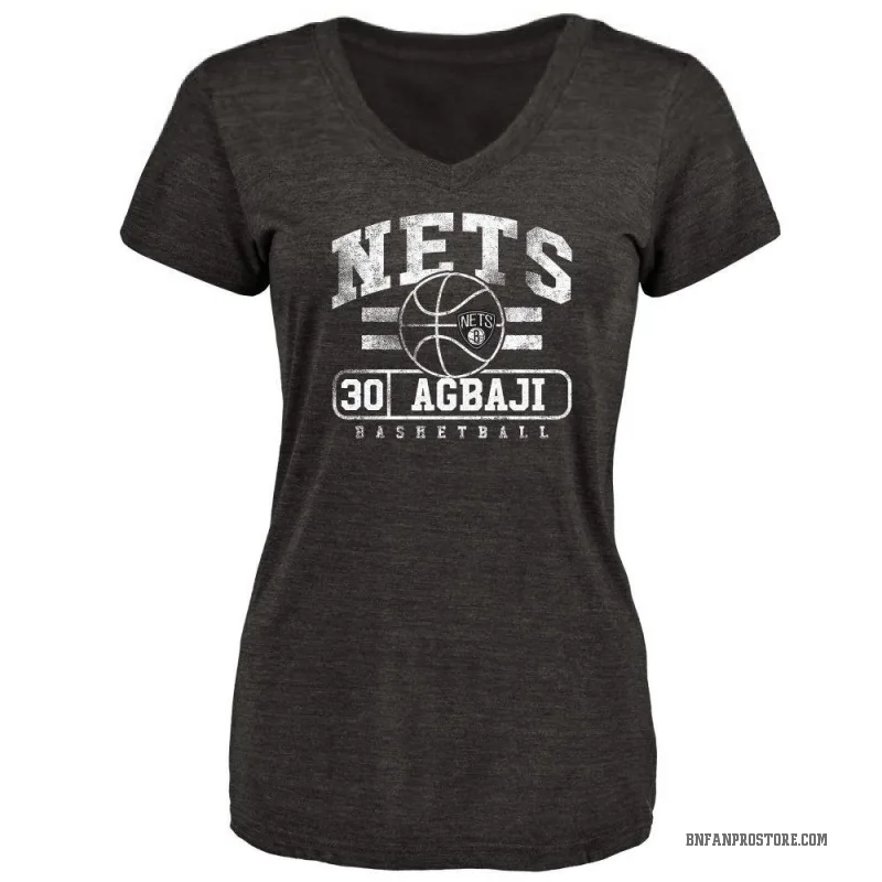 Ochai Agbaji Women's Black Brooklyn Nets Baseline T-Shirt