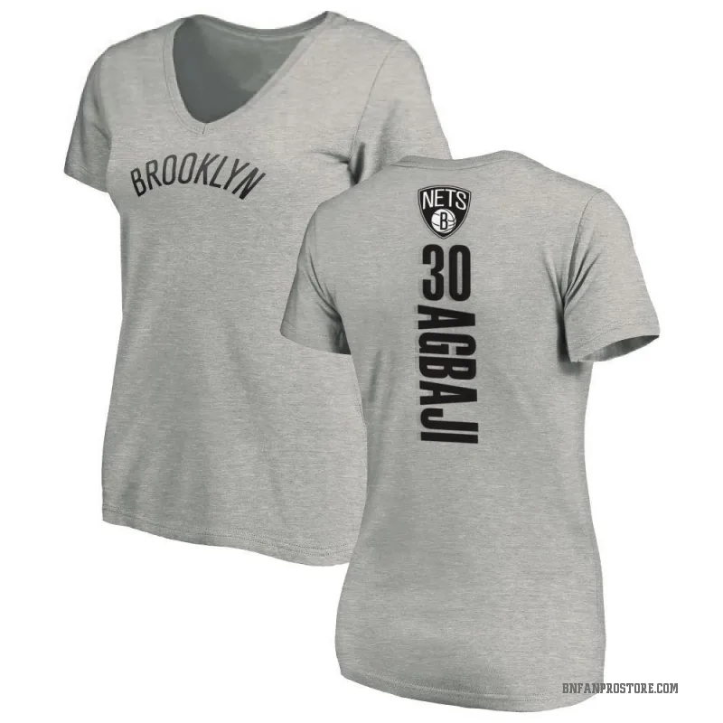 Ochai Agbaji Women's Brooklyn Nets Ash Backer T-Shirt