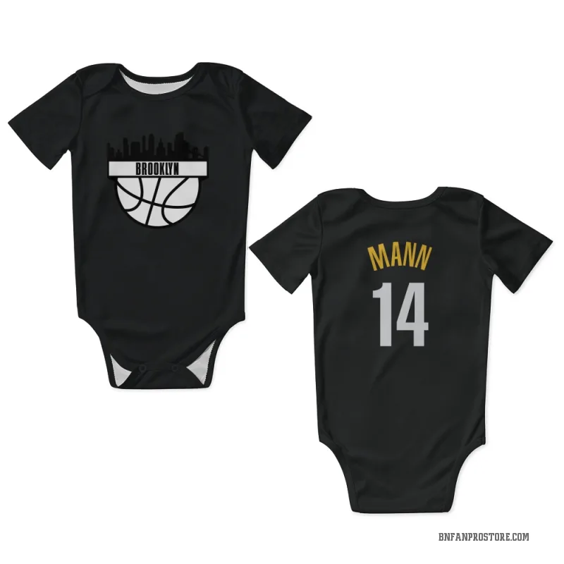 Terance Mann  Yellow Brooklyn Nets   Black  Newborn & Infant Bodysuit