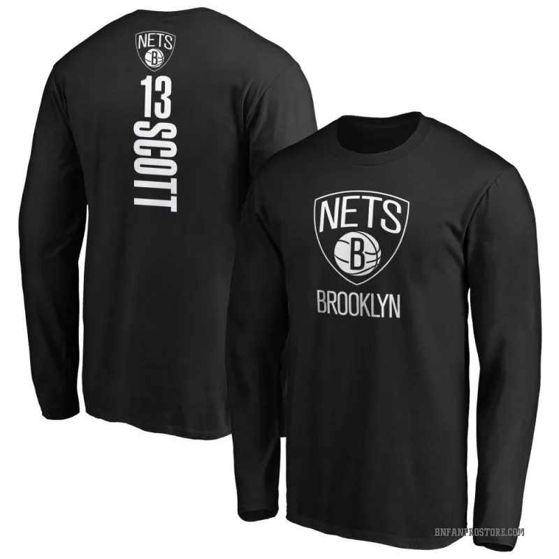 Trevon Scott Men's Black Brooklyn Nets Backer Long Sleeve T-Shirt